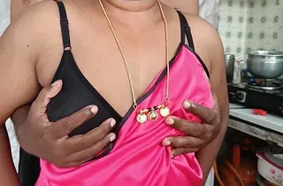 Stepbrother and aunty engage in hot kitchen sexual connection just about naughty tamil coitus