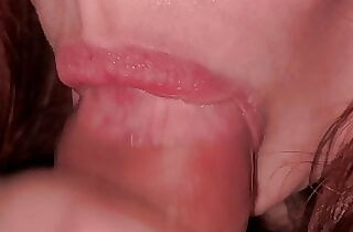 Jism in my mouth. Gentle, slow blowjob close-up