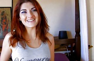 Cute redhead nubile Mademoiselle Lilith shoots her first casting video